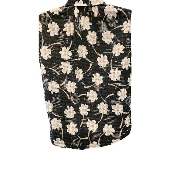 Italian Floral Plaid Print Burnout Silk blend layering shaket vest Curete 8 EUC# - Picture 2 of 7